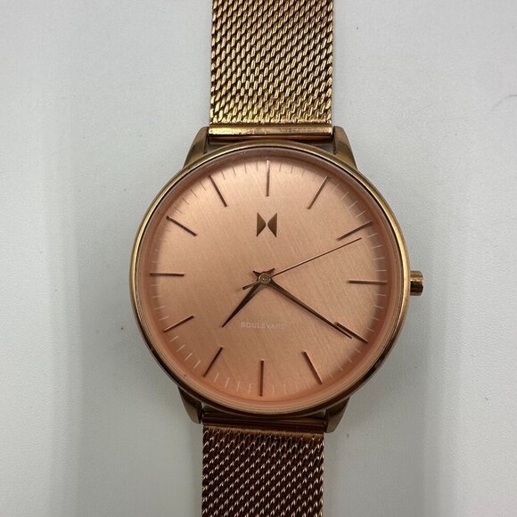 MVMT Hermosa Watch Women Rose Gold Tone 38MM Dial Mesh Band New Battery 8.5\